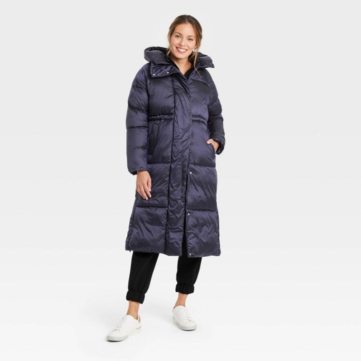 Women's Duvet Shine Puffer Jacket - A New Day Blue