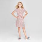 Girls' Ruched Front Short Sleeve Dress - Art Class Pink