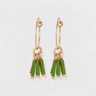 Bugle Bead Cluster Hoop Earrings - Universal Thread Green