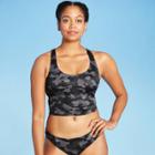 Women's Longline Racerback Bikini Top - All In Motion Black Camo Print