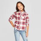 Plus Size Girls' Long Sleeve Woven Button-down Shirt - Cat & Jack Almond Cream
