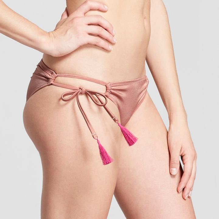 Women's Sun Coast Cheeky Metallic Tie Side Bikini Bottom - Shade & Shore Rose Gold