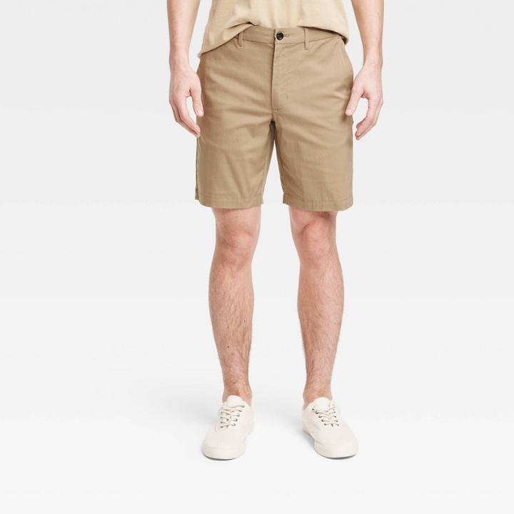Men's Regular Fit 9 Tech Chino Shorts - Goodfellow & Co Tan