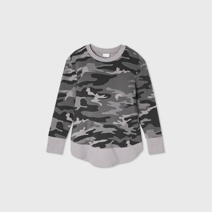 Maternity Camo Print Rounded Hem Sweatshirt - Isabel Maternity By Ingrid & Isabel Charcoal Gray
