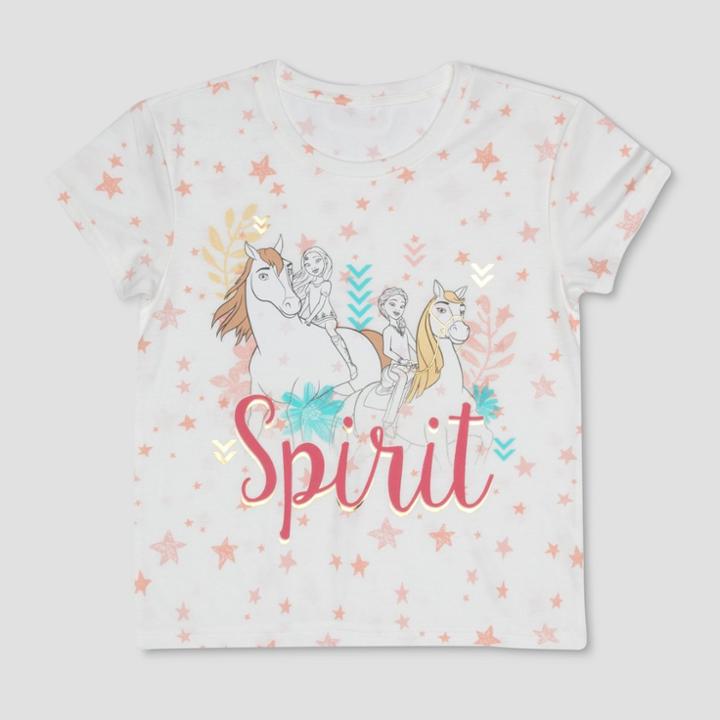 Girls' Spirit Riding Free 'nature Spirit' Short Sleeve T-shirt - Ivory