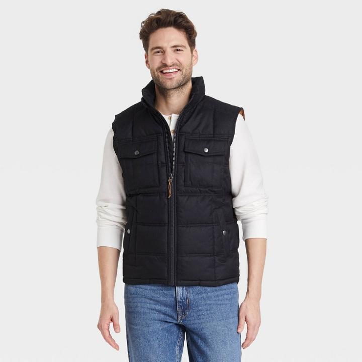 Men's Midweight Puffer Vest - Goodfellow & Co Black