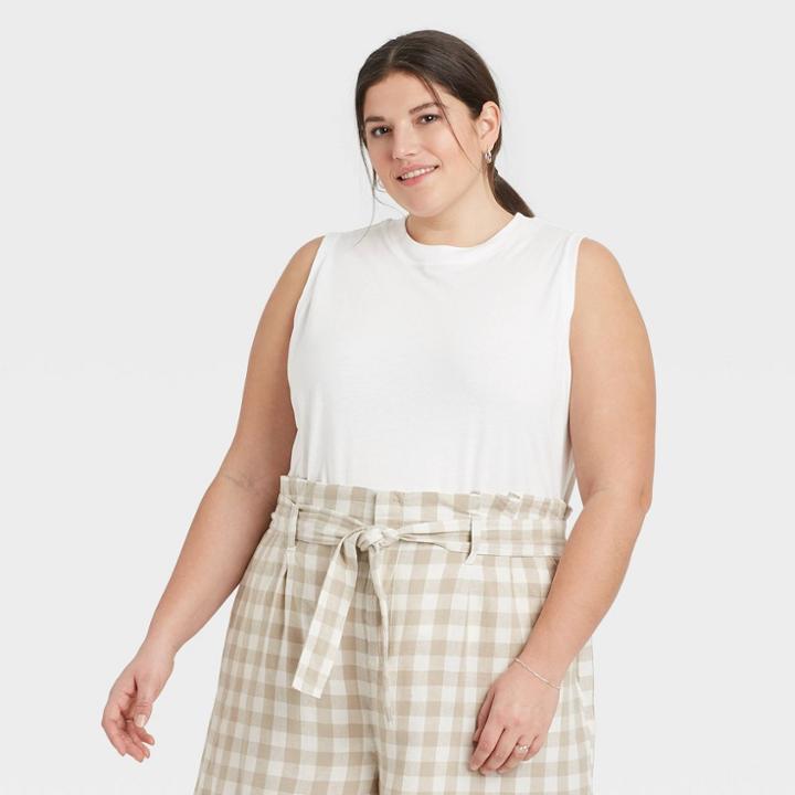 Women's Plus Size Muscle Tank Top - A New Day Fresh White