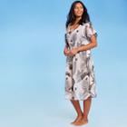 Kona Sol Women's Botanical Print Midi Length Kaftan Cover Up - Kona