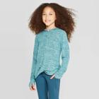 Girls' Twist Front Cozy Long Sleeve Hoodie - C9 Champion Teal Blue