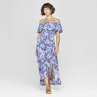 Women's Floral Print Off The Shoulder High-low Hem Maxi Dress - Xhilaration Purple