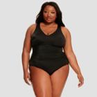 Dreamsuit By Miracle Brands Women's Plus Slimming Control Size Strappy Back One Piece Swimsuit - Black