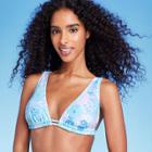 Women's Plunge Double Tunnel Triangle Bikini Top - Shade & Shore Blue Floral Print