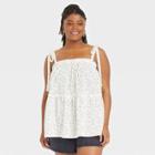 Women's Plus Size Tie-strap Tiered Tank Top - Universal Thread White Dash