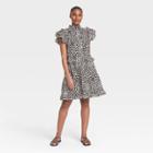Women's Leopard Print Ruffle Short Sleeve Dress - Who What Wear Cream