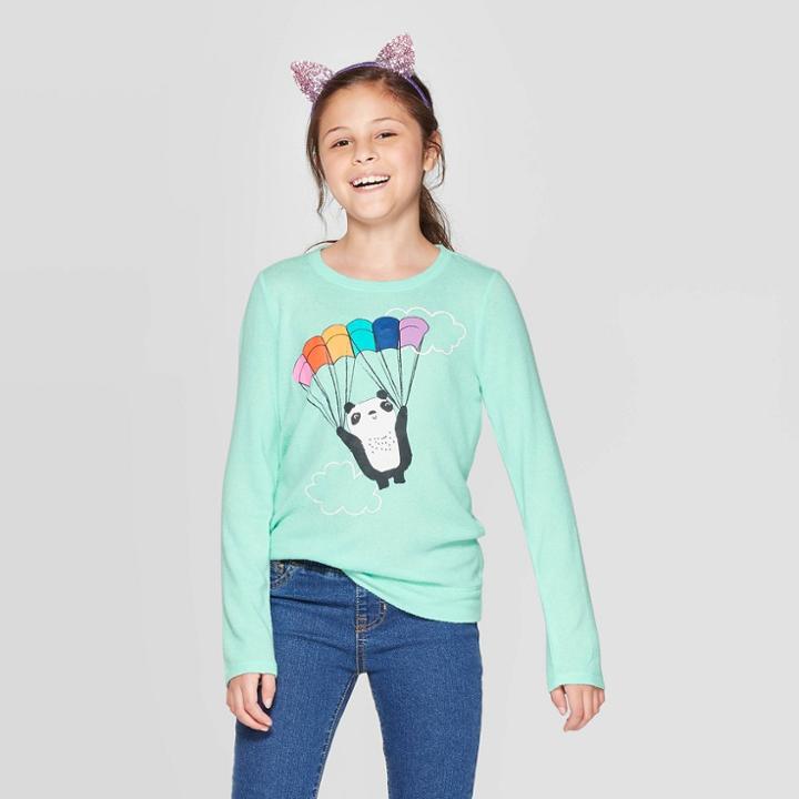 Girls' Cozy Long Sleeve Panda Top - Cat & Jack