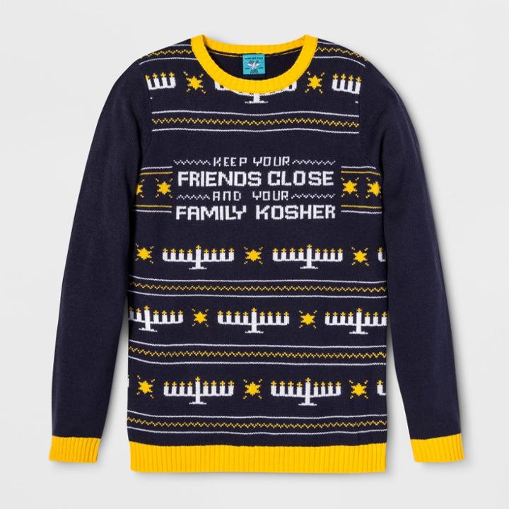 30 Watt Women's Keep Your Friends Close & Your Family Kosher Sweater - Norther Pole (juniors') Blue L,