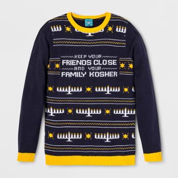 30 Watt Women's Keep Your Friends Close & Your Family Kosher Sweater - Norther Pole (juniors') Blue L,