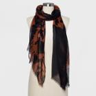 Women's Floral Print Recycled Oblong Scarf - A New Day Rust (red)