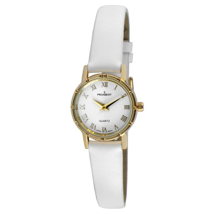 Peugeot Watches Women's Peugeot Vintage Petite Leather Strap Watch - Gold/white