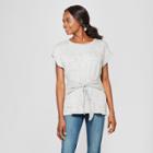Women's Short Sleeve Tolman Tie Front Hacci Top - Alison Andrews Gray