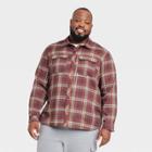 Men's Big Woven Button Long Sleeve Athletic Top - All In Motion Brown/blue