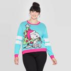 Women's Peanuts Snoopy Plus Size Graphic Sweater (juniors') - Blue/pink 1x, Women's,