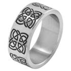 West Coast Jewelry Men's Stainless Steel Ring With Engraved Celtic Symbol - Black