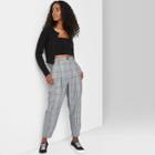 Women's High-rise Plaid Pleated Tapered Pants - Wild Fable Black/white