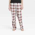 Women's Holiday Tartan Plaid Fleece Matching Family Pajama Pants - Wondershop Cream