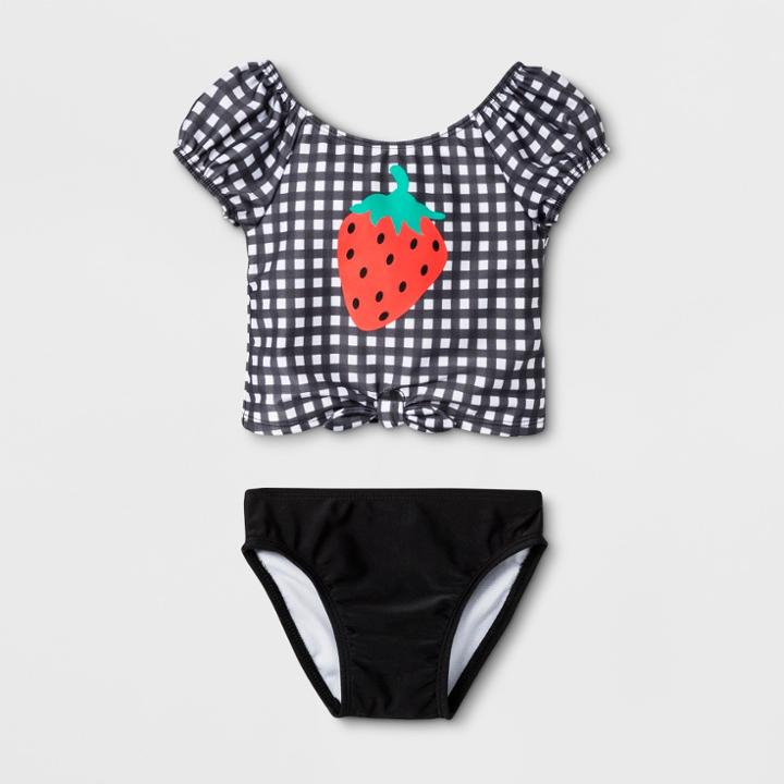 Toddler Girls' 2pc Rash Guard Set - Cat & Jack Black