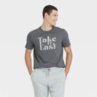 Men's Printed Standard Fit Short Sleeve Crewneck T-shirt - Goodfellow & Co Gray/letters