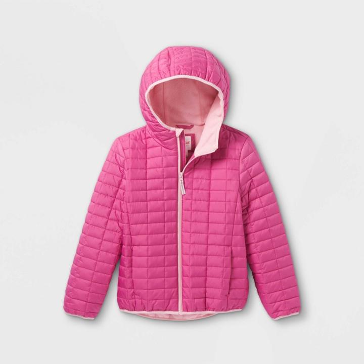 Girls' Solid Puffer Jacket - Cat & Jack Pink