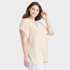 Women's Plus Size V-neck Sweater Vest - A New Day Cream