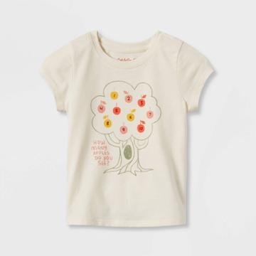 Toddler Girls' Apple Tree Short Sleeve Graphic T-shirt - Cat & Jack Cream
