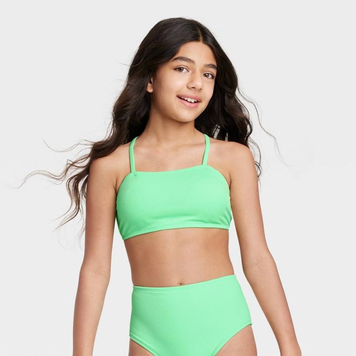 Girls' Bandeau Bralette Swimsuit Top - Art Class