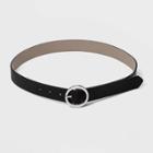 Women's Oval Tapered Center Bar Reversible Belt - A New Day Black/gray