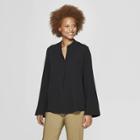 Women's Long Sleeve Essential Popover Blouse - Prologue Black