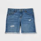 Girls' High-rise Destructed Jean Shorts - Cat & Jack