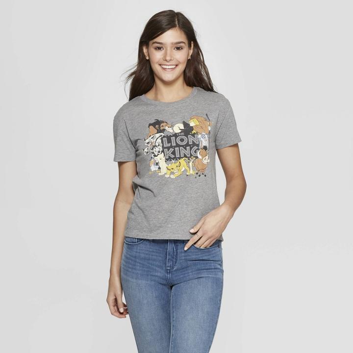 Women's Disney Distressed The Lion King Short Sleeve T-shirt (juniors') - Gray
