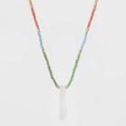 Semi-precious Crystal Quartz Shard With Beaded Necklace - Universal Thread , Blue/pink/gold