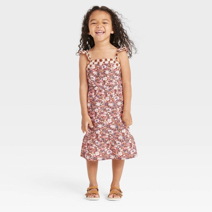 Toddler Girls' Floral Ruffle Sleeve Dress - Cat & Jack