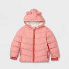 Toddler Girls' Long Sleeve Puffer Jacket - Cat & Jack Coral Pink