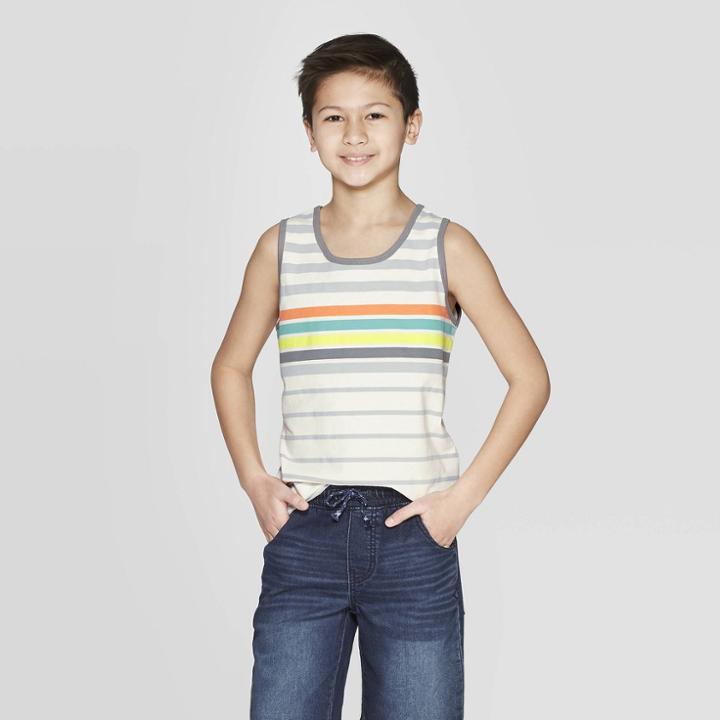 Boys' Striped Tank Top - Cat & Jack Almond Cream