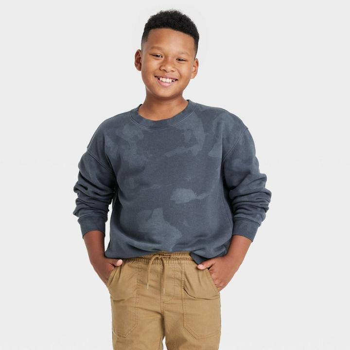 Boys' 'cool Crew' Fleece Pullover Sweatshirt - Art Class Dark Blue