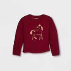 Girls' Printed Long Sleeve T-shirt - Cat & Jack Burgundy