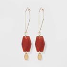 Semi-precious Matte Red Agate Stone Geometric Hoop Earrings - A New Day Red, Women's