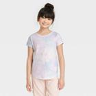Girls' Printed Short Sleeve T-shirt - Cat & Jack Cream Tie-dye Xs, Ivory Tie-dye