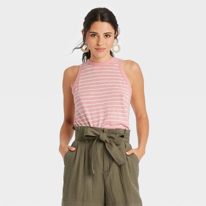 Women's Linen Tank Top - A New Day Pink