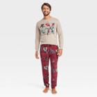 Men's Marvel Long Sleeve Sweater Knit Pajama Set - Dark Red/tan