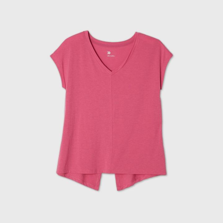 Women's Short Sleeve Tie Back V-neck T-shirt - All In Motion Fuchsia